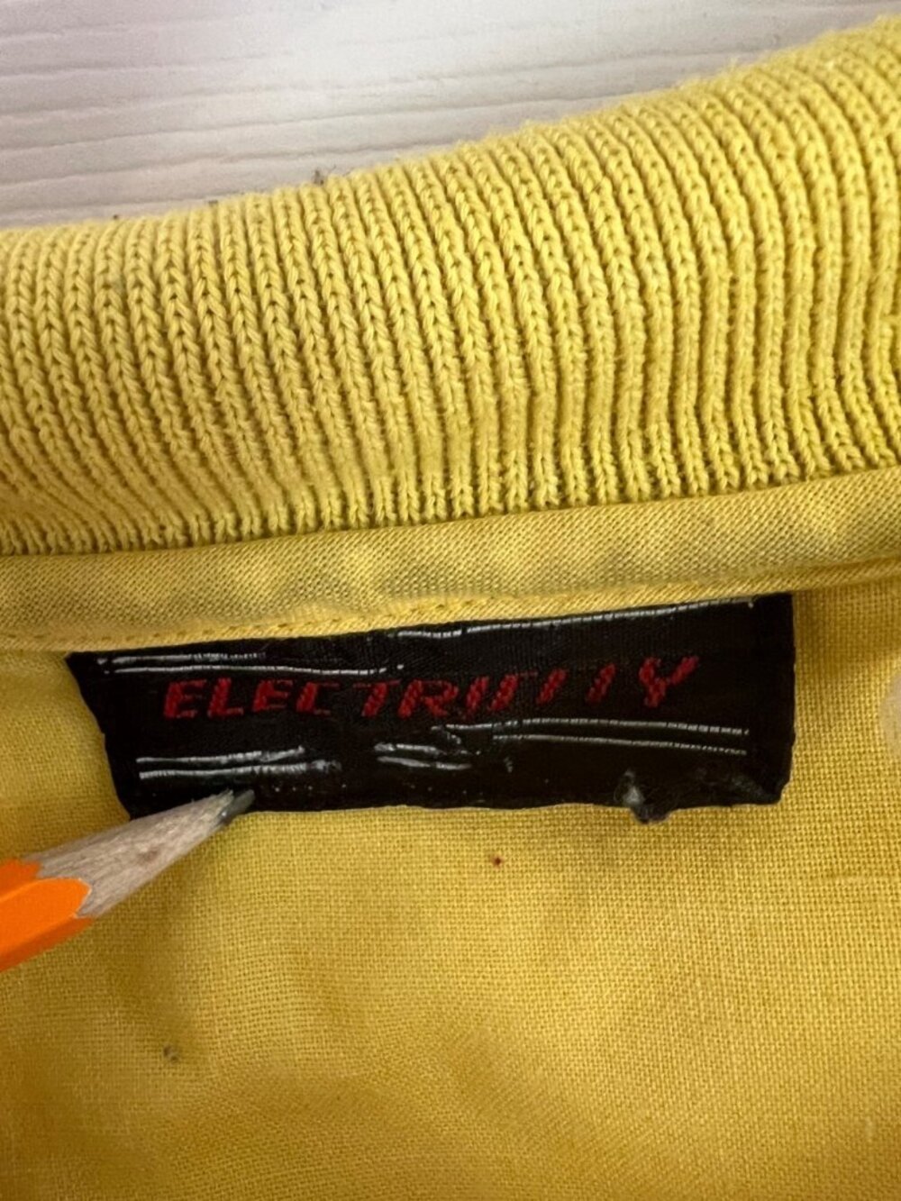 Vintage Electricity Surf City Yellow Short Sleeve Button Down Shirt Men's 80s - Picture 4 of 13